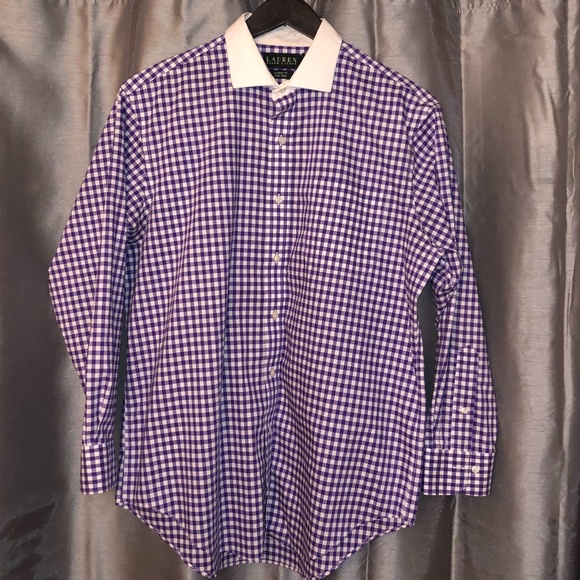 Ralph Lauren Contrast Collar Shirt, Gingham 16.5 - Picture 1 of 6